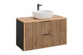 Set mobiler baie, dulap cu lavoar, 100 cm, Xilo, Comad, MDF/PAL laminat, stejar wotan/ gri piatra