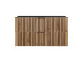 Set mobiler baie, dulap cu lavoar, 100 cm, Xilo, Comad, MDF/PAL laminat, stejar wotan/ gri piatra