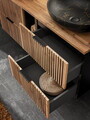 Set mobiler baie, dulap cu lavoar, 100 cm, Xilo, Comad, MDF/PAL laminat, stejar wotan/ gri piatra