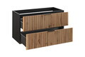 Set mobiler baie, dulap cu lavoar, 100 cm, Xilo, Comad, MDF/PAL laminat, stejar wotan/ gri piatra