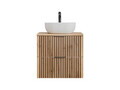 Set mobilier baie, dulap cu lavoar, 60 cm, Xilo, Comad, MDF/PAL laminat, stejar wotan/ gri piatra