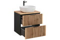 Set mobilier baie, dulap cu lavoar, 60 cm, Xilo, Comad, MDF/PAL laminat, stejar wotan/ gri piatra