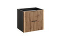 Set mobilier baie, dulap cu lavoar, 60 cm, Xilo, Comad, MDF/PAL laminat, stejar wotan/ gri piatra