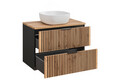 Set mobiler baie, dulap cu lavoar, 80 cm, Xilo, Comad, MDF/PAL laminat, stejar wotan/ gri piatra
