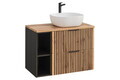 Set mobiler baie, dulap cu lavoar, 80 cm, Xilo Black, Comad, MDF/PAL laminat, gri piatra