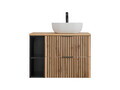 Set mobiler baie, dulap cu lavoar, 80 cm, Xilo Black, Comad, MDF/PAL laminat, gri piatra