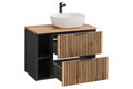 Set mobiler baie, dulap cu lavoar, 80 cm, Xilo Black, Comad, MDF/PAL laminat, gri piatra
