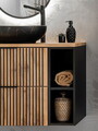 Set mobiler baie, dulap cu lavoar, 80 cm, Xilo Black, Comad, MDF/PAL laminat, gri piatra