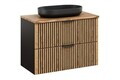 Set mobiler baie, dulap cu lavoar, 80 cm Wotan, Xilo, Comad, MDF/PAL laminat, stejar wotan/ gri piatra