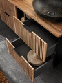 Set mobiler baie, dulap cu lavoar, 80 cm Wotan, Xilo, Comad, MDF/PAL laminat, stejar wotan/ gri piatra