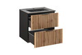 Set dulap de baie cu lavoar si sifon, 60 cm Lava, Xilo Black, Comad, MDF/PAL laminat, stejar wotan/ gri piatra