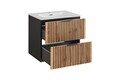 Set dulap de baie cu lavoar si sifon, 60 cm, Xilo, Comad, MDF/PAL laminat, stejar wotan/ gri piatra