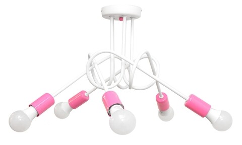 Lustra Oxford, Helam, 50 x 32 cm, 5 x E27, 60W, alb/roz