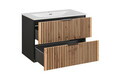 Set dulap de baie cu lavoar si sifon, 80 cm, Xilo, Comad, MDF/PAL laminat, stejar wotan/ gri piatra