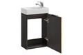 Set dulap de baie cu lavoar, 40 cm Vedea, Xilo, Comad, MDF/PAL laminat, stejar wotan/ gri piatra
