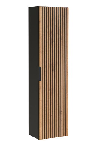 Dulap inalt cu usa, cu fixare pe perete, Xilo Black, Comad, 35x25x140 cm, MDF/PAL laminat, stejar wotan/gri piatra