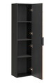 Dulap inalt cu usa, cu fixare pe perete, Xilo Black, Comad, 35x25x140 cm, MDF/PAL laminat, stejar wotan/gri piatra