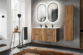 Dulap inalt cu usa, cu fixare pe perete, Xilo Black, Comad, 35x25x140 cm, MDF/PAL laminat, stejar wotan/gri piatra