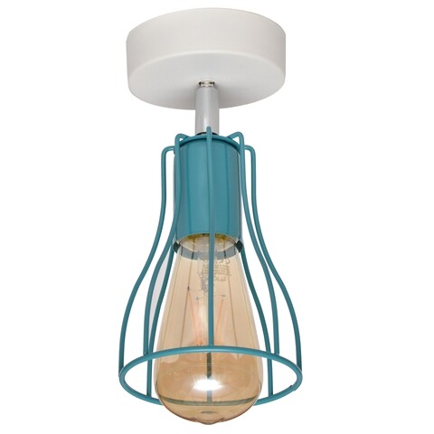 Lustra Tube, Helam, 10 x 21 cm, 1 x E27, 60W, alb/turcoaz