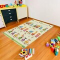 Covor de joaca pentru copii, cu 2 fete, impermeabil si izolant, Animalute, U-grow, 180x120x1 cm, spuma, multicolor