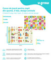 Covor de joaca pentru copii, cu 2 fete, impermeabil si izolant, Animalute, U-grow, 180x120x1 cm, spuma, multicolor
