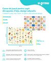 Covor de joaca pentru copii, cu 2 fete, impermeabil si izolant, Educativ, U-grow, 180x120x1 cm, spuma, multicolor