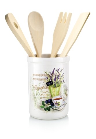 Set ustensile de bucatarie si suport 5 piese Lavender, Banquet, ceramica