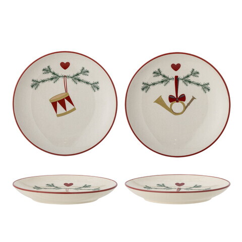 Set 2 farfurii pentru desert, Bloomingville, Yule, 16x2.5 cm, ceramica, natural