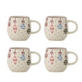Set 4 cani, Bloomingville, Ornamentia, 9x8 cm, 300 ml, ceramica, multicolor