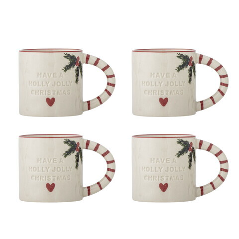 Set 4 cesti, Bloomingville, Jovida, 7.5x7.5 cm, 300 ml, ceramica, natural