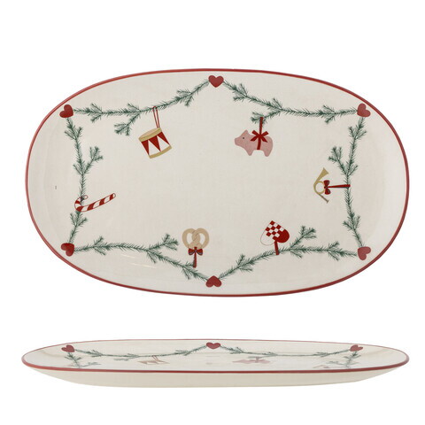 Platou pentru servire, Bloomingville, Yule, 38.5x23x2 cm, ceramica, natural
