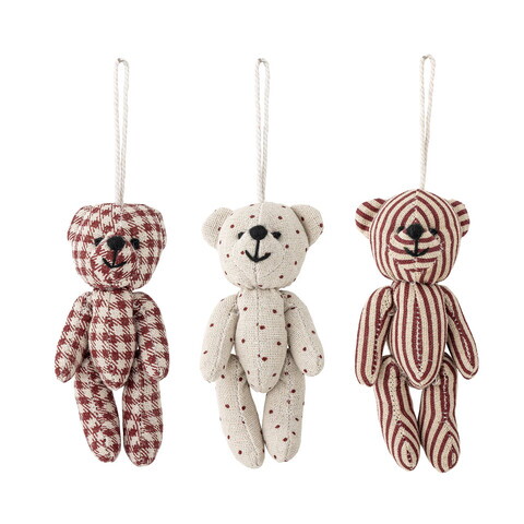 Set 3 decoratiuni brad, Bloomingville, Salwa, 5x4.5x11.5 cm, poliester, rosu