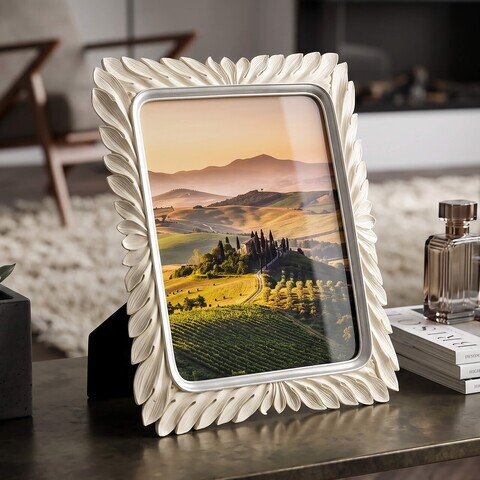 Rama foto, Elegant, Mauro Ferretti, polirasina, 20x25 cm, alb/argintiu