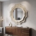 Oglinda de perete, Romantic Round, Mauro Ferretti, fier/MDF, 95x95 cm, crem/gri