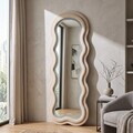 Oglinda de perete cu LED, Irregular Frame, Mauro Ferretti, MDF, 60x160 cm, crem