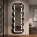 Oglinda de perete cu LED, Irregular Frame, Mauro Ferretti, MDF, 60x160 cm, albastru