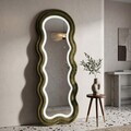 Oglinda de perete cu LED, Irregular Frame, Mauro Ferretti, MDF, 60x160 cm, verde