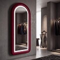 Oglinda de perete cu LED, Irregular Frame, Mauro Ferretti, MDF, 60x160 cm, roz/mov
