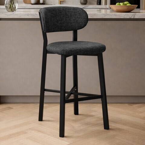 Scaun de bar, Hanah Home, Luna, 42x100x45 cm, Fier/Poliester/In, Antracit