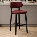 Scaun de bar, Hanah Home, Luna, 42x100x45 cm, Fier/Poliester/In, Bordo