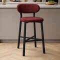 Scaun de bar, Hanah Home, Luna, 42x100x45 cm, Fier/Poliester/In, Bordo