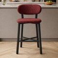 Scaun de bar, Hanah Home, Luna, 42x100x45 cm, Fier/Poliester/In, Bordo