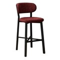 Scaun de bar, Hanah Home, Luna, 42x100x45 cm, Fier/Poliester/In, Bordo