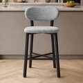Scaun de bar, Hanah Home, Luna, 42x100x45 cm, Fier/Poliester/In, Gri
