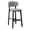Scaun de bar, Hanah Home, Luna, 42x100x45 cm, Fier/Poliester/In, Gri