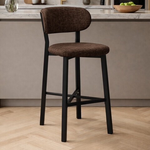Scaun de bar, Hanah Home, Luna, 42x100x45 cm, Fier/Poliester/In, Maro