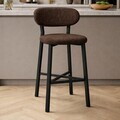 Scaun de bar, Hanah Home, Luna, 42x100x45 cm, Fier/Poliester/In, Maro