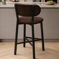 Scaun de bar, Hanah Home, Luna, 42x100x45 cm, Fier/Poliester/In, Maro
