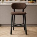 Scaun de bar, Hanah Home, Luna, 42x100x45 cm, Fier/Poliester/In, Maro