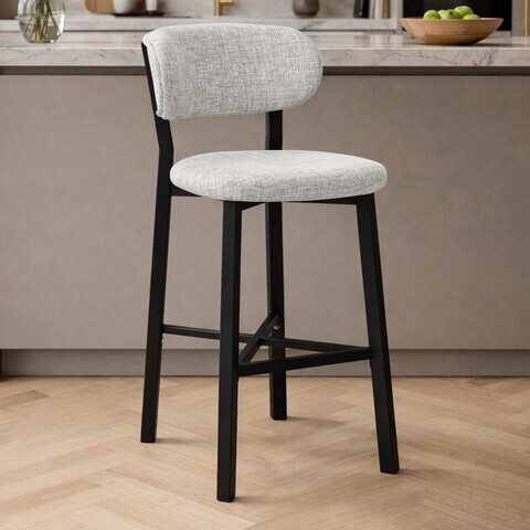 Scaun de bar, Hanah Home, Luna, 42x100x45 cm, Fier/Poliester/In, Crem